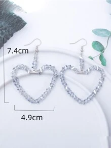 Heart Drop Earrings - Baby Blue - View 4