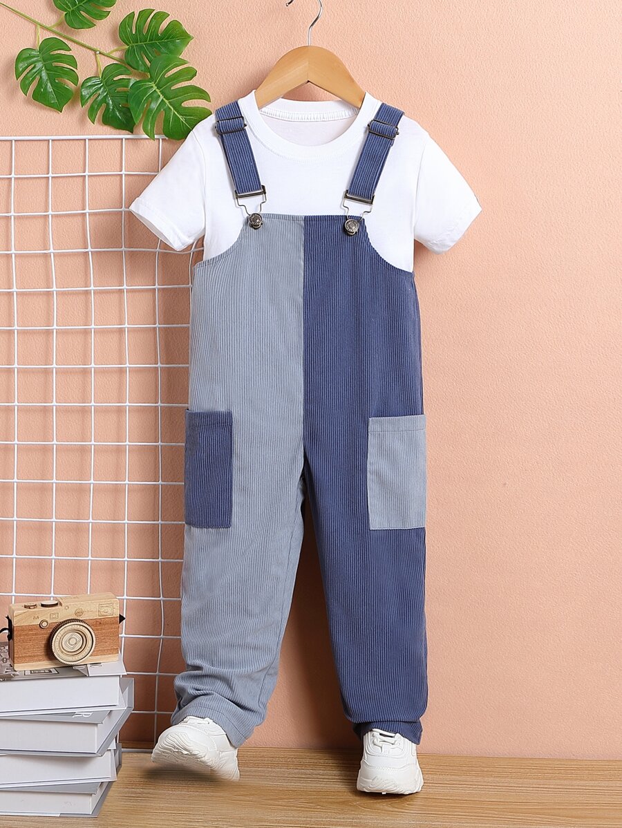 Toddler Boys 1pc Colourblock Dual Pocket Overall - Multicolor - View 1