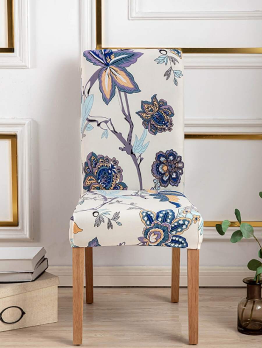 1 pieza Funda para silla con patrón floral elástico - Multicolor - Ver 1