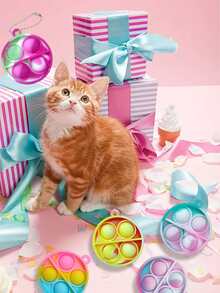 12 piezas de juguete redondo de color aleatorio para gatos, juguetes interactivos para gatos - Multicolor - Ver 2