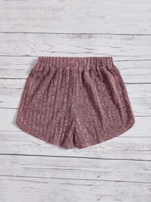 SHEIN Girls Marled Knit Knot Front Shorts - Mauve Purple - View 2