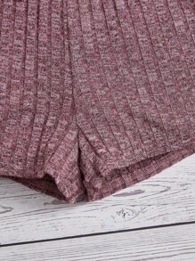 SHEIN Girls Marled Knit Knot Front Shorts - Mauve Purple - View 4