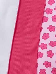 SHEIN Đầm Gái Gân đan Xù nhỏ Khối Màu Hoa Giải trí - Nhiều màu - Xem 4