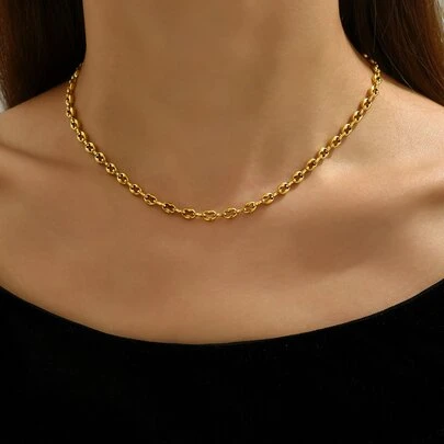 18k Gold Plated Personalized & Simplistic Stainless Steel Gold Bean Pendant Necklace, Women's Fashion Accessories, Daily Wear & Festival Gift, Best Friend Gifts