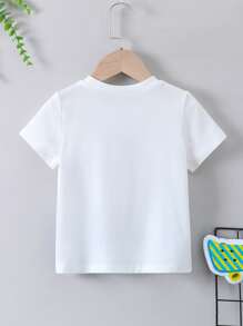 SHEIN Toddler Boys Bear & Letter Graphic Tee - White - View 2