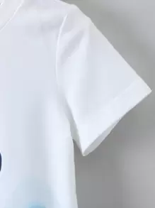 SHEIN Toddler Boys Bear & Letter Graphic Tee - White - View 4