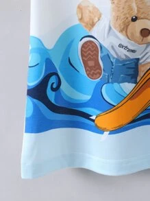 SHEIN Toddler Boys Bear & Letter Graphic Tee - White - View 6