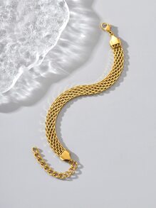 18K 镀金 1 件不锈钢链环手链，幸运手链适合日常佩戴、节日礼物、朋友和情侣礼物