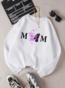 INAWLY 字母與蝴蝶印花保暖套頭衫 - 白色 - 查看 1