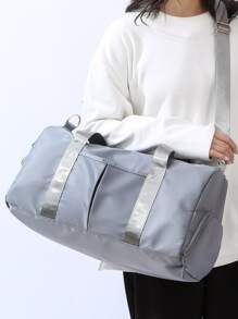 Stitch Detail Duffel Bag - Grey - View 1