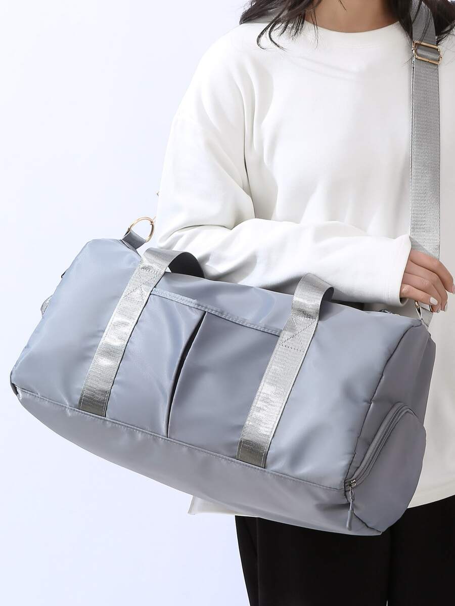 Stitch Detail Duffel Bag - Grey - View 1