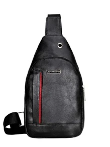 Mini Men Letter Detail Sling Bag - Black - View 1