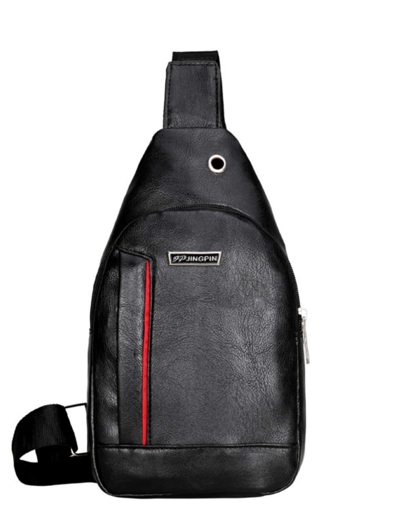 Mini Men Letter Detail Sling Bag - Black - View 1