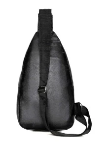 Mini Men Letter Detail Sling Bag - Black - View 2