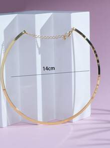 極簡風格素色頸鏈 - 金黃色 - 查看 3