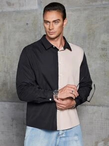 Manfinity Hombres Camisa de dos tonos - Multicolor - Ver 3