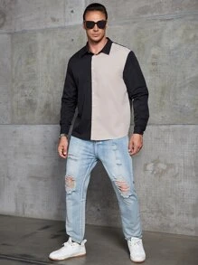 Manfinity Hombres Camisa de dos tonos - Multicolor - Ver 6