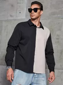 Manfinity Hombres Camisa de dos tonos - Multicolor - Ver 4