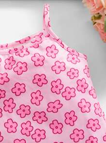 SHEIN 嬰兒印花吊帶連衣裙和短款T恤 - 粉色 - 查看 3