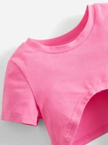 SHEIN 嬰兒印花吊帶連衣裙和短款T恤 - 粉色 - 查看 4
