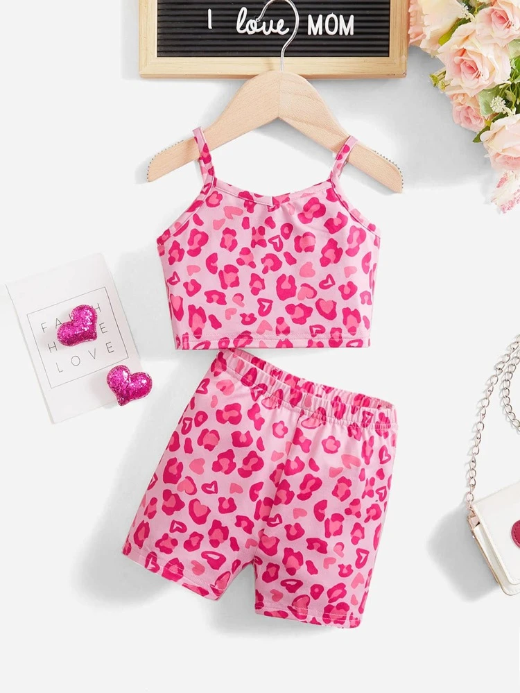 Baby Girl Allover Print Cami Top & Biker Shorts