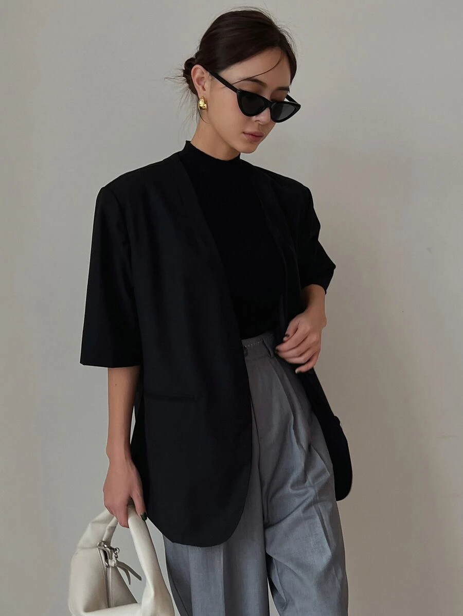 DAZY Solid Single Breasted Waistcoat - Black - View 1