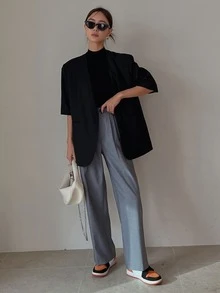 DAZY Solid Single Breasted Waistcoat - Black - View 5