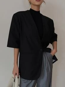 DAZY Solid Single Breasted Waistcoat - Black - View 8