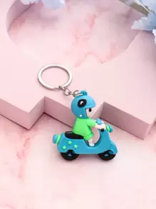 摩托車和人物墜飾鑰匙圈 - 藍色 - 查看 3