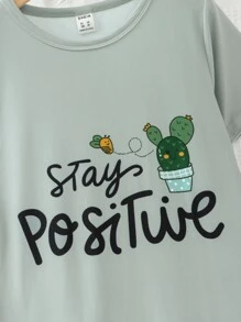 女孩仙人掌和字母圖案睡衣