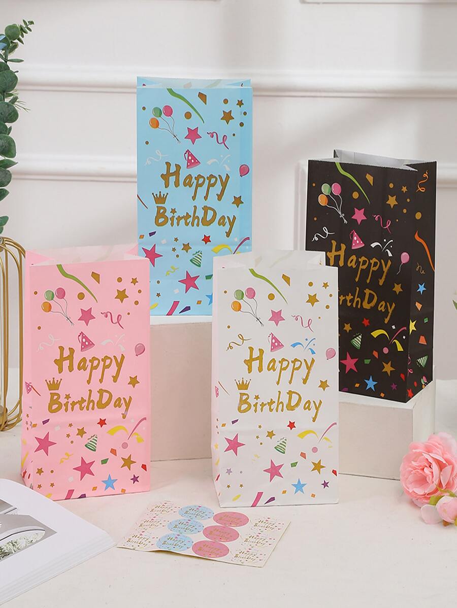 12pcs Star & Letter Graphic Gift Bag - Multicolor - View 1