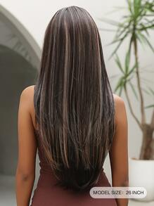 Nhiều màu Dài Thẳng Tóc giả tổng hợp Tóc mái Đen Nâu Tóc giả Đối với phụ nữ Hằng ngày Buổi tiệc Tóc giả Chống nóng - Nhiều màu - Xem 2