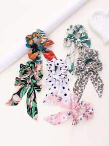 6入組隨機波點圖案飄帶髮圈 - 彩色 - 查看 3