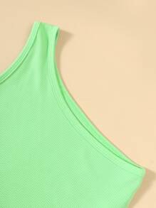 Girls One Shoulder Top & Allover Print Shorts & Hooded Top - Multicolor - View 5