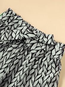 Girls One Shoulder Top & Allover Print Shorts & Hooded Top - Multicolor - View 6