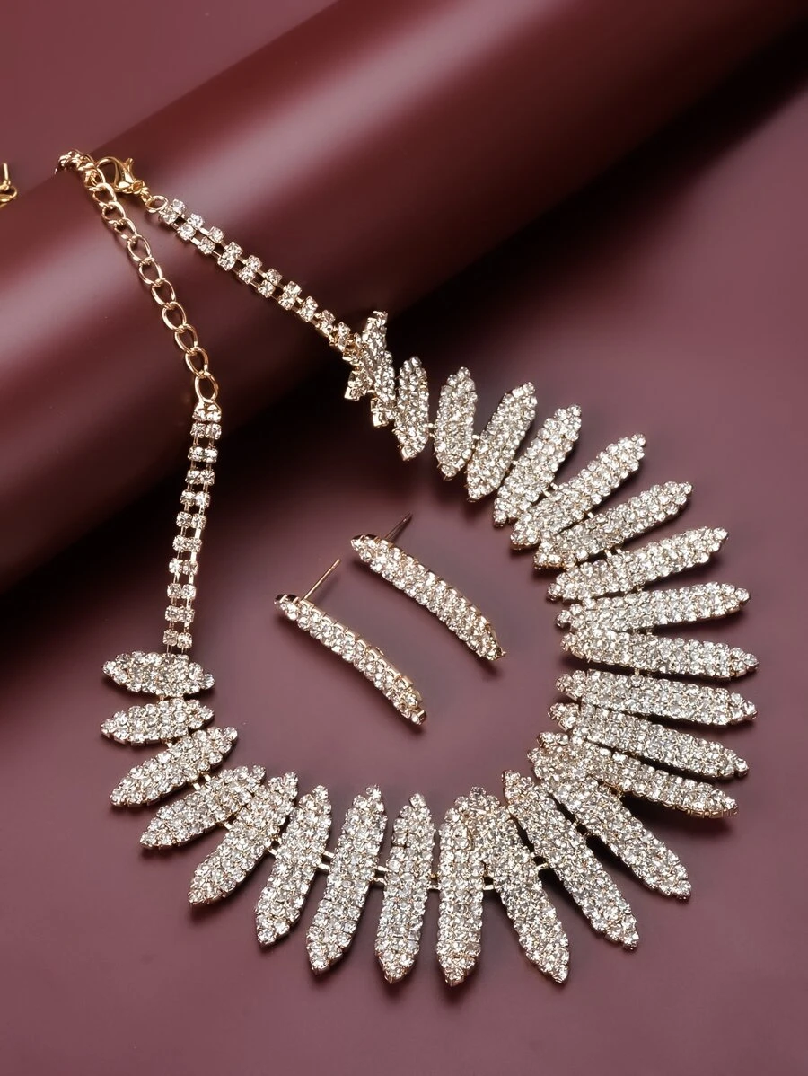 3入組水鑽裝飾首飾套裝 - 金黃色 - 查看 1