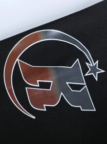 Manfinity LEGND 男士寬鬆字母圖案保暖滴肩運動衫,不含內搭衣 - 黑色 - 查看 3