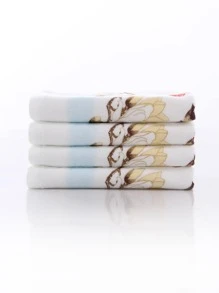 TUQIANG 1入組鳥和花卉圖案洗臉巾 - 彩色 - 查看 2