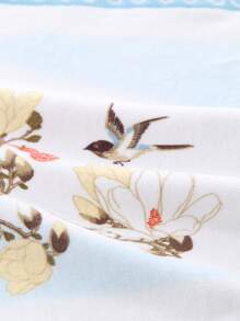 TUQIANG 1入組鳥和花卉圖案洗臉巾 - 彩色 - 查看 7