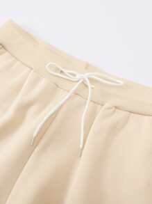 Manfinity LEGND Hombres con estampado de póker Sudadera & de cintura con cordón Shorts - Albaricoque - Ver 4