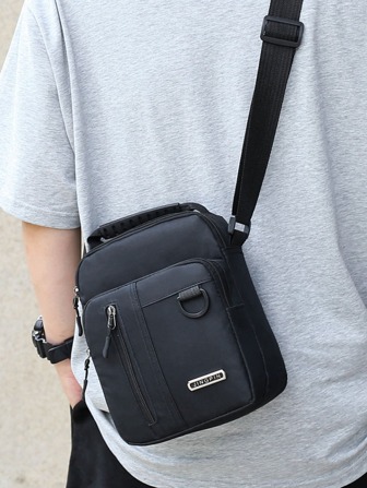 Bolso bandolera de estilo casual para estudiantes universitarios con parche con letra, bolso para el hombro, bolso escolar, para actividades al aire libre, deportes, transporte, mochila, bolso de gimnasio, bolso cruzado, bolso de viaje de gran capacidad, bolso lateral, bolso de vacaciones, regalo, útiles escolares de regreso a clases