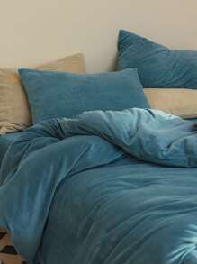 Solid Duvet Cover Set Without Filler - Blue - View 2