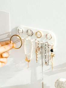 1 pieza Estante de almacenamiento de joya sin perforación - Blanco - Ver 1