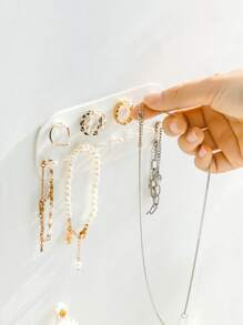 1 pieza Estante de almacenamiento de joya sin perforación - Blanco - Ver 4