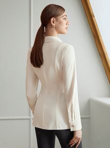 MOTF PREMIUM CINCHED WAIST SHIRT WITHOUT CHAIN - Beige - View 5