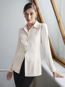 MOTF PREMIUM CINCHED WAIST SHIRT WITHOUT CHAIN - Beige - View 7