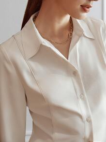 MOTF PREMIUM CINCHED WAIST SHIRT WITHOUT CHAIN - Beige - View 8