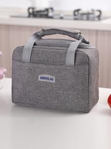 1pc Letter Patch Decor Lunch Bag - Grey - View 1