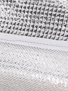 1pc Letter Patch Decor Lunch Bag - Grey - View 6