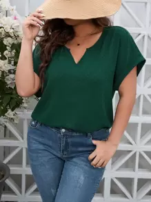 SHEIN LUNE Blusa de cuello de muesca de manga murciélago